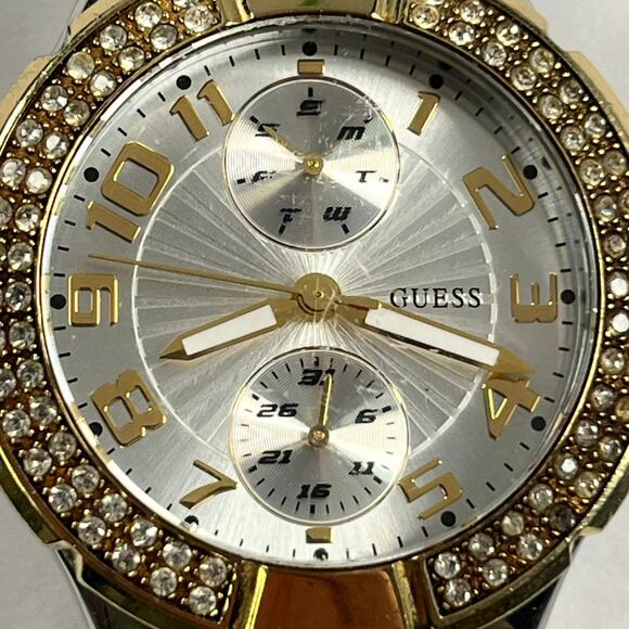 Guess U13586L1 Womens Two Tone Stainless Steel Bracelet w/Crystal Accents Watch - Picture 4 of 11